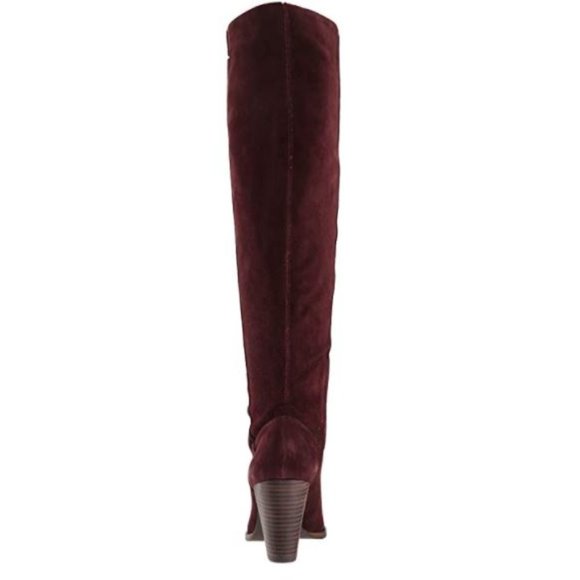 Burgundy Azoola Leather Pointed Toe Knee Boots - Picture 5 of 5